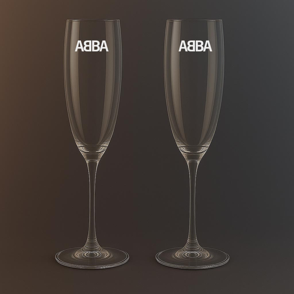 Champagneglas med ABBA motiv