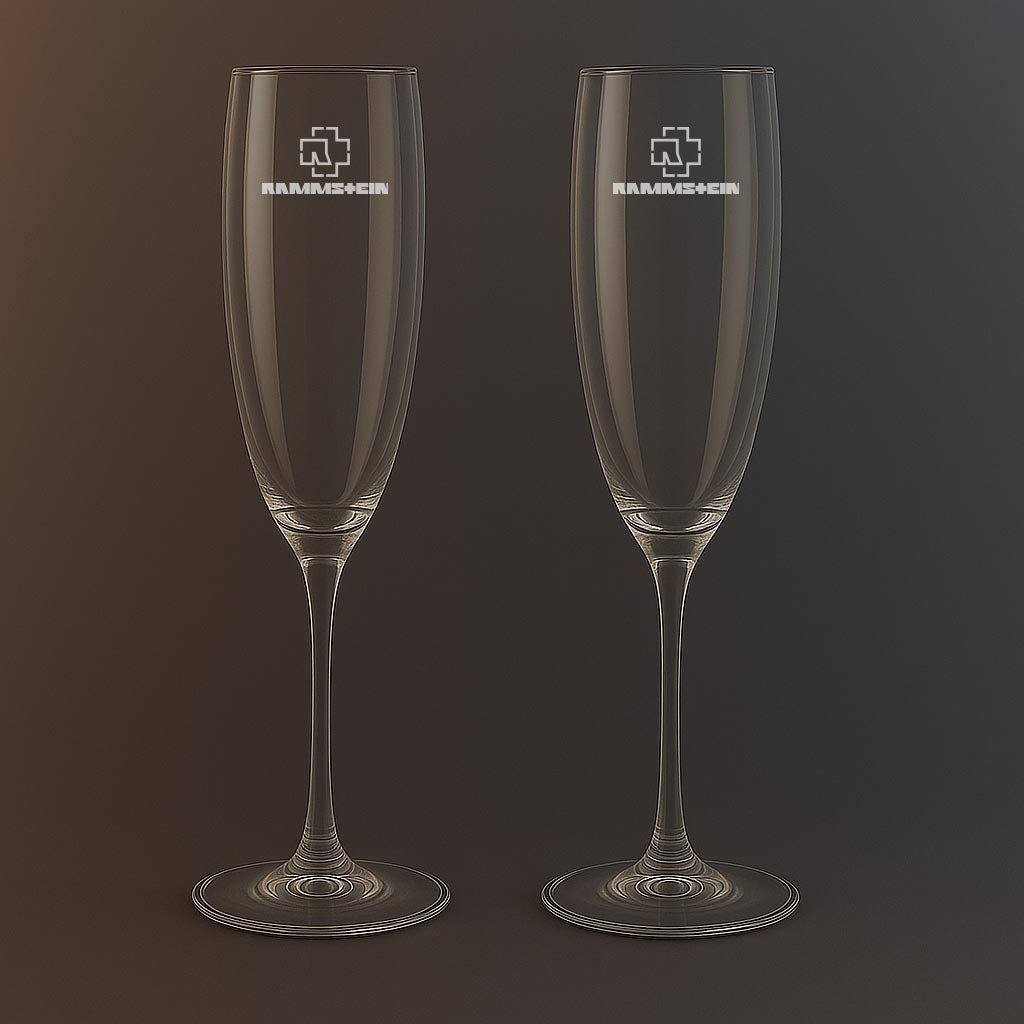 Champagneglas med Rammstein motiv
