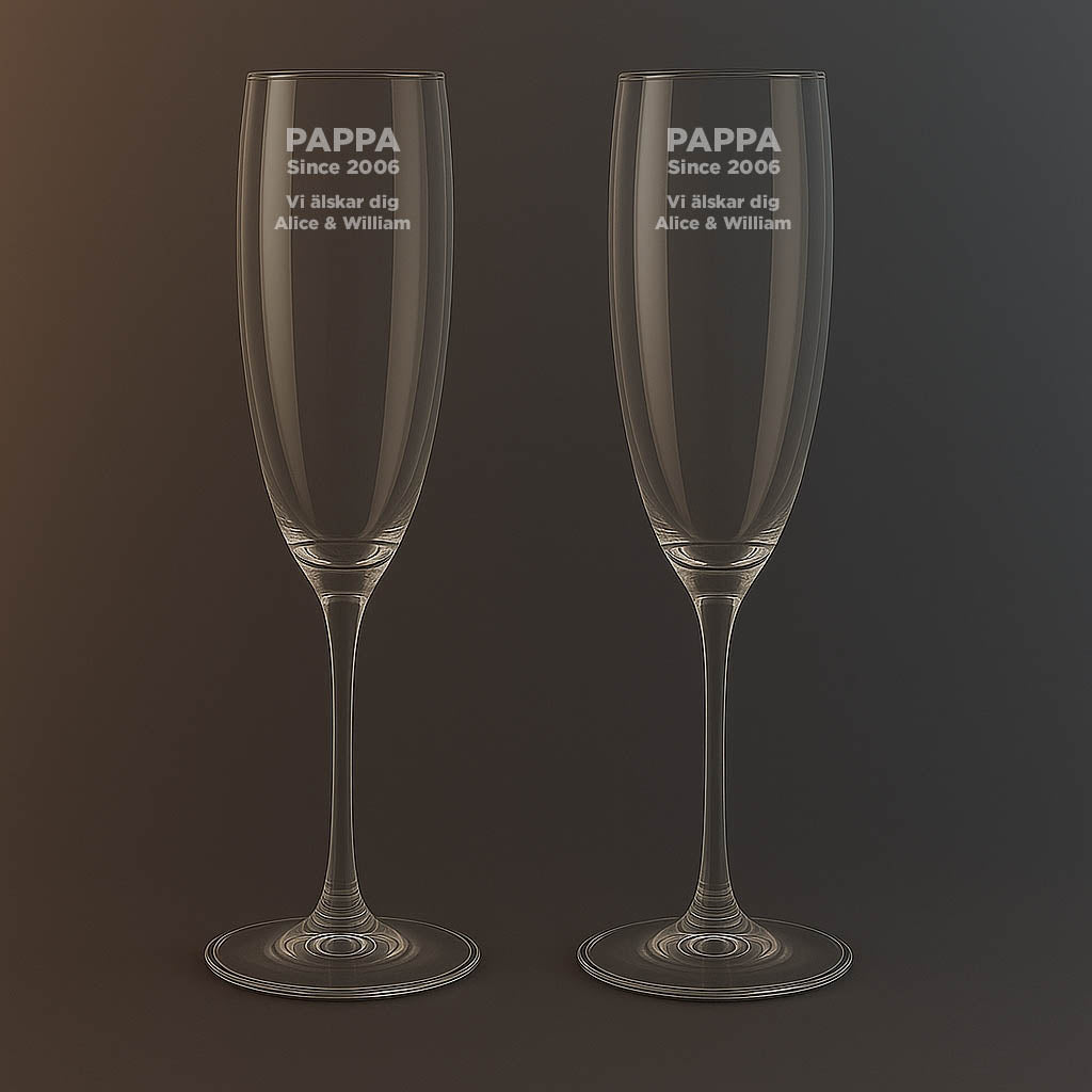 Champagneglas med texten pappa since 2006 vi älskar dig