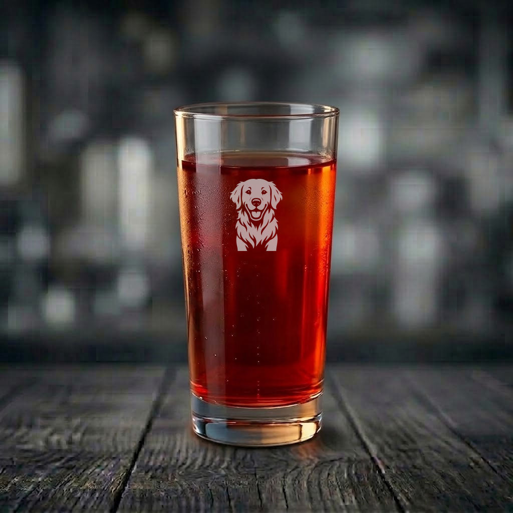 Drinkglas med Golden retriever motiv