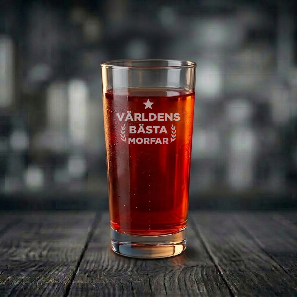 Drinkglas med text Världens bästa morfar