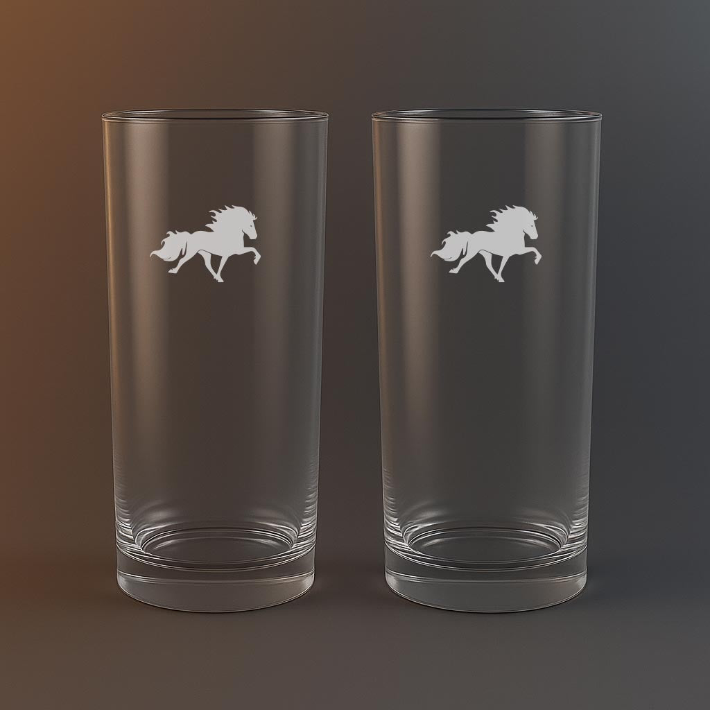 Drinkglas med Islandshäst motiv