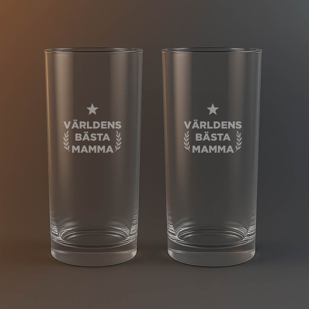 Drinkglas med texten Världen bästa mamma