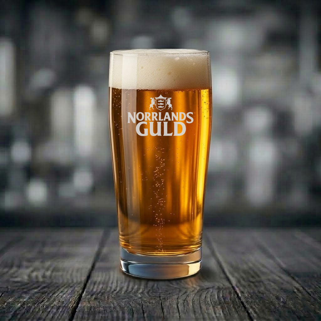 Ölglas med Norrlands guld motiv