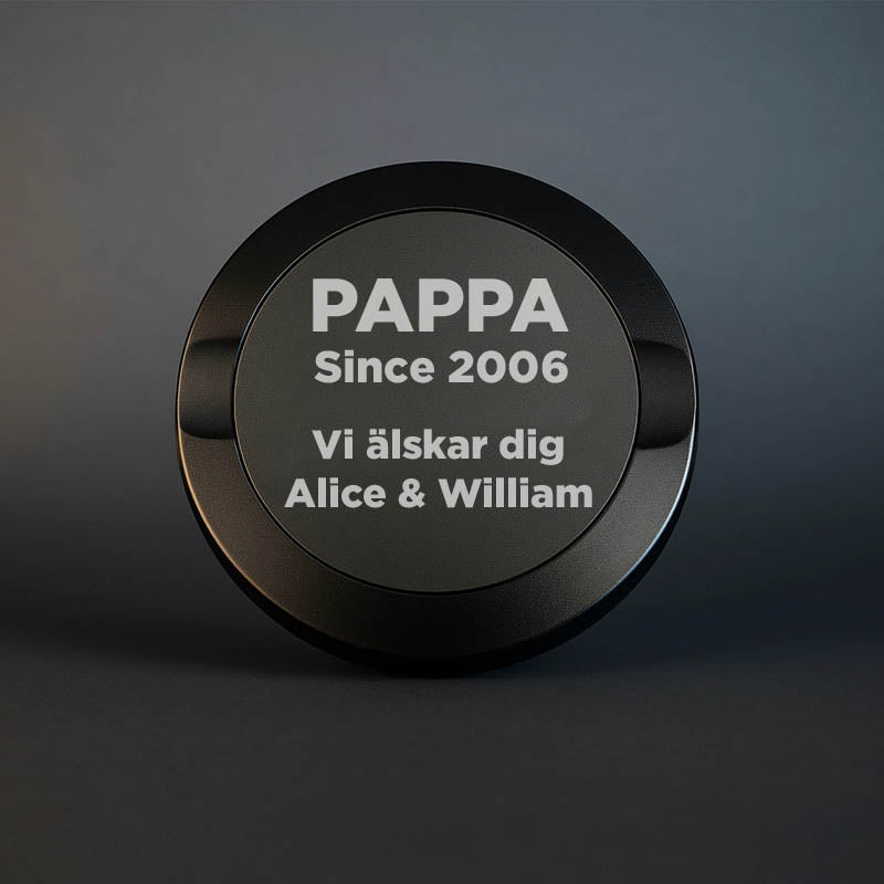 Snusdosa med texten pappa since 2006 Vi älskar dig
