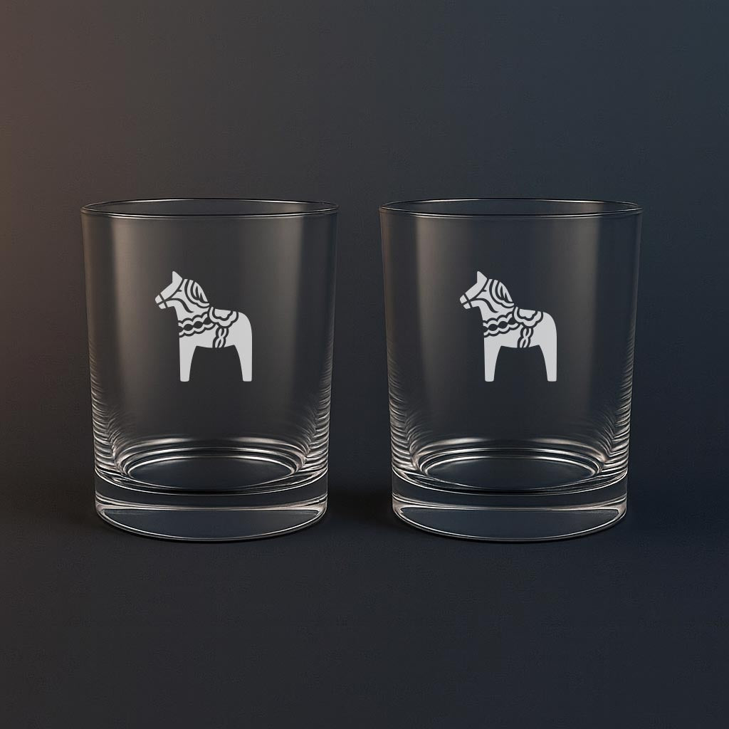 Whiskyglas med Dalahäst motiv
