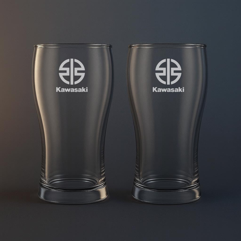 Ölglas med Kawasaki motiv