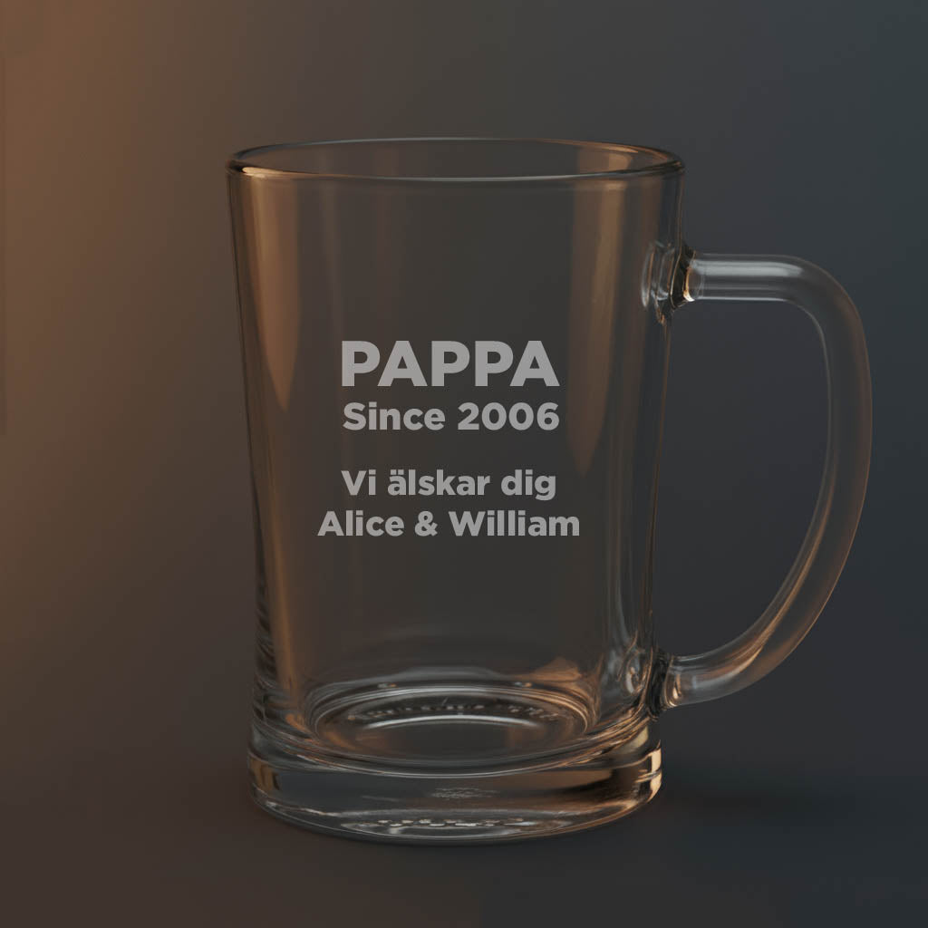 Ölsejdel med texten Pappa since 2006 Vi älskar dig