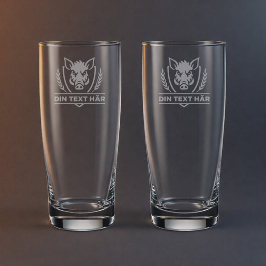 2st Ölglas med Vildsvin motiv och egen text