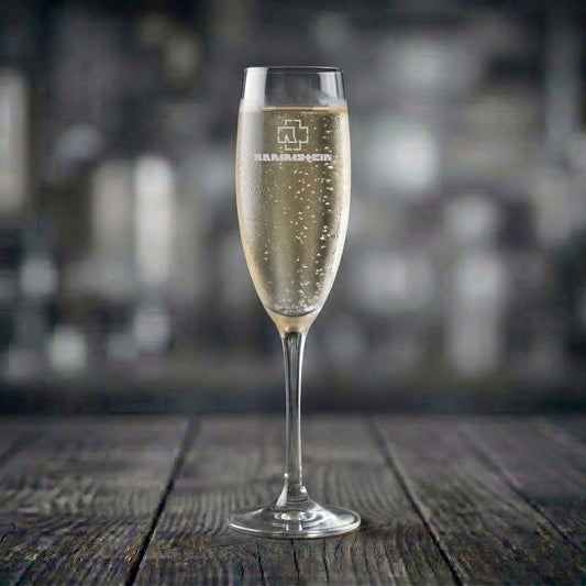 Champagneglas med Rammstein motiv