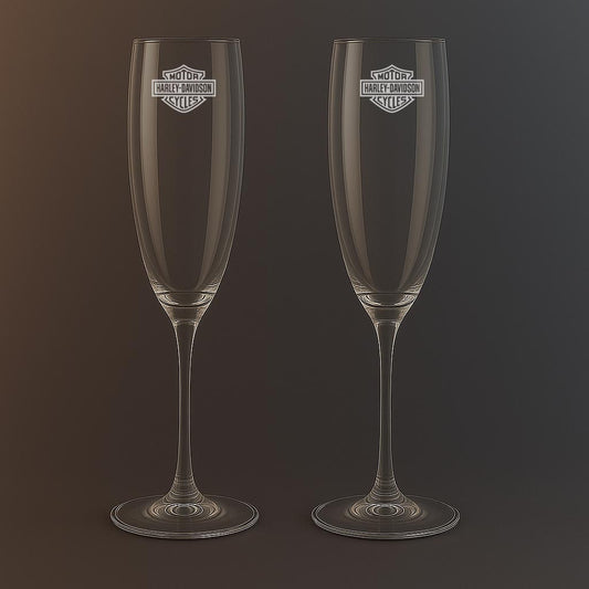 Champagneglas med Harley Davidson motiv