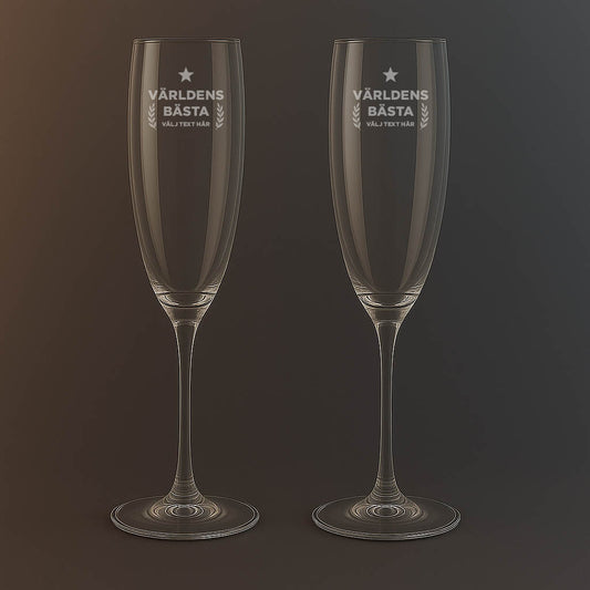 Champagneglas med Världens bästa text
