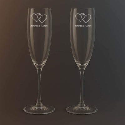 2st Champagneglas 21cl - Hjärtan med namn