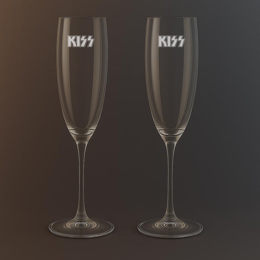 Champagneglas med kiss motiv