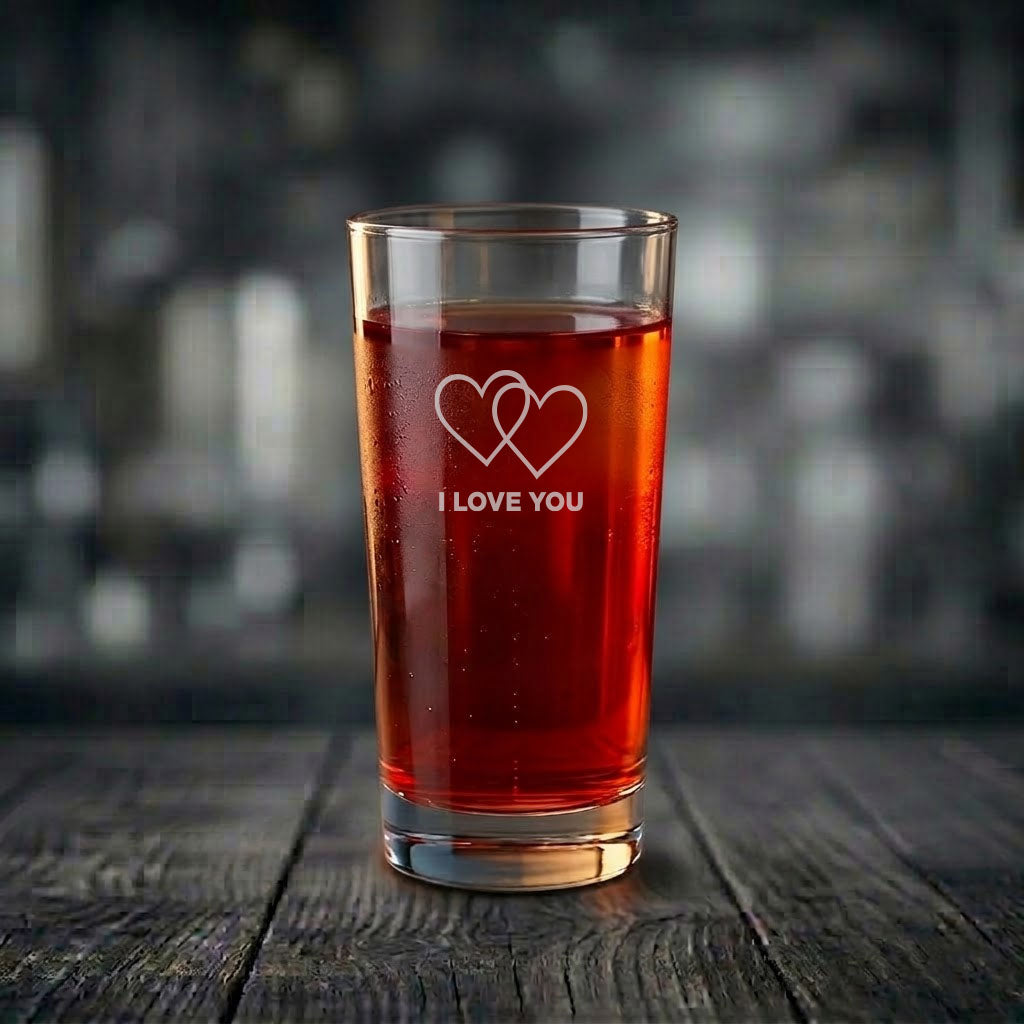 Drinkglas med I love you motiv