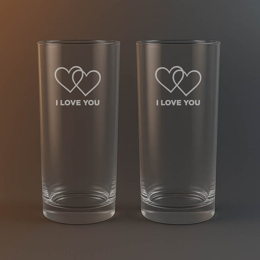 Drinkglas med texten I love you