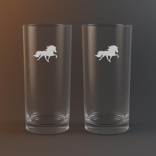 Drinkglas med Islandshäst motiv