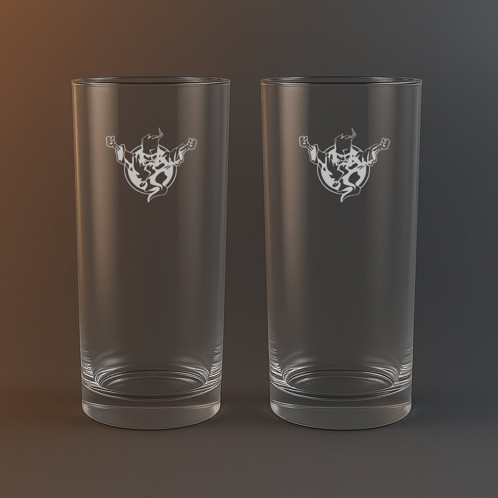 Drinkglas med Thunderdome motiv