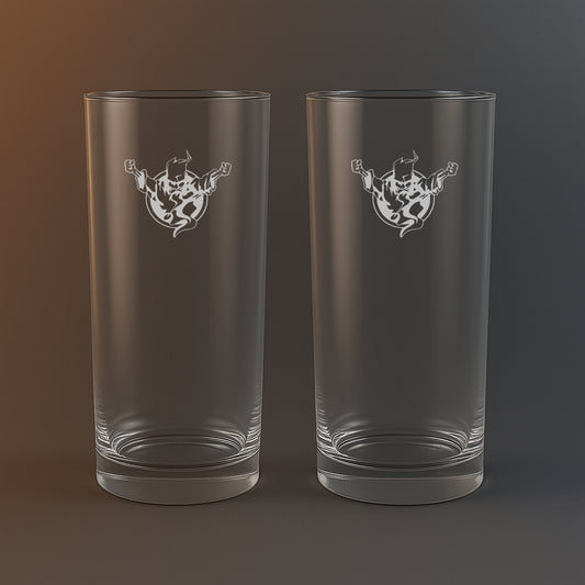 Drinkglas med Thunderdome motiv