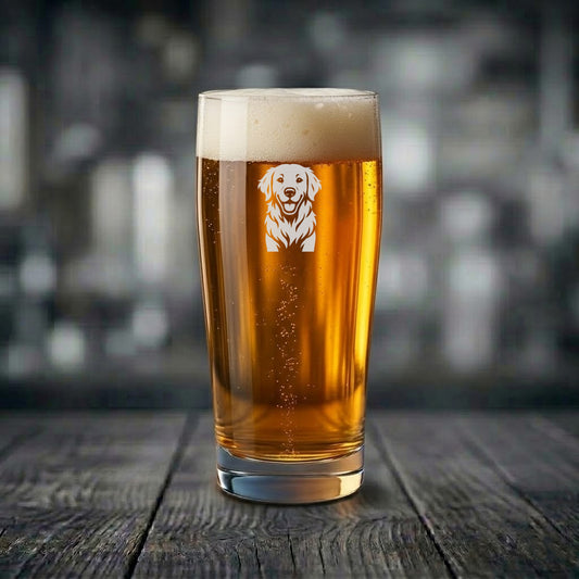 Ölglas med Golden retriever motiv