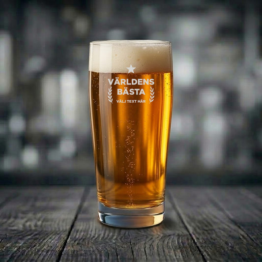 Ölglas med Världens bästa motiv och med egen text