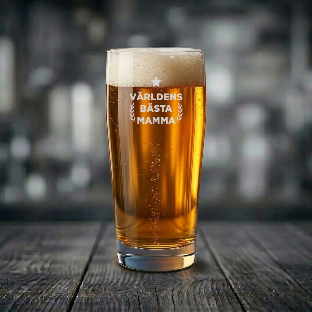 Ölglas med Världens bästa mamma motiv