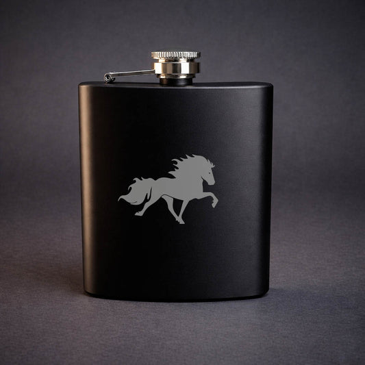 Svart Plunta med Islandshäst motiv