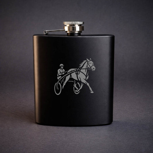 Svart Plunta med Travhäst motiv