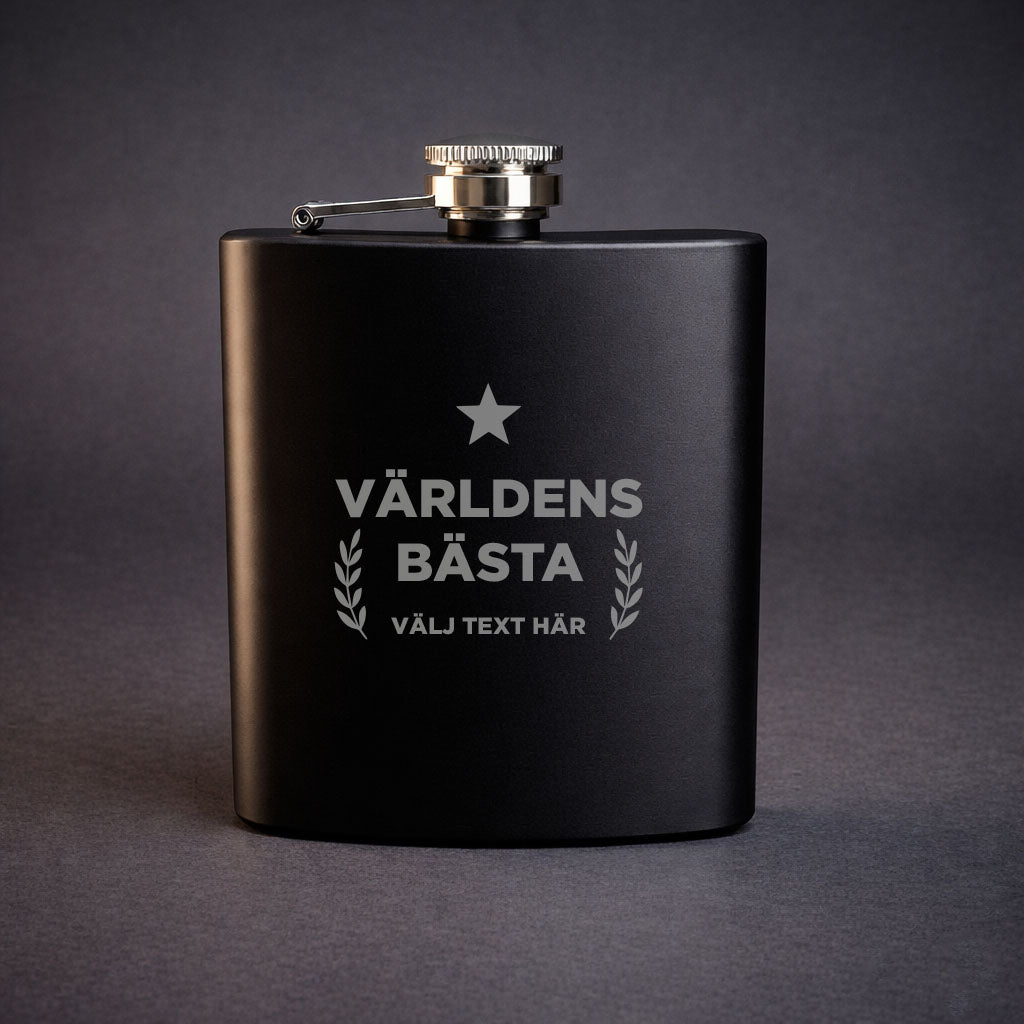 Svart plunta med texten värdens bästa