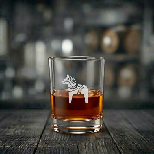 Whiskyglas med Dalahäst motiv