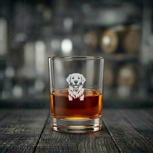 Whiskyglas med Golden retriever motiv