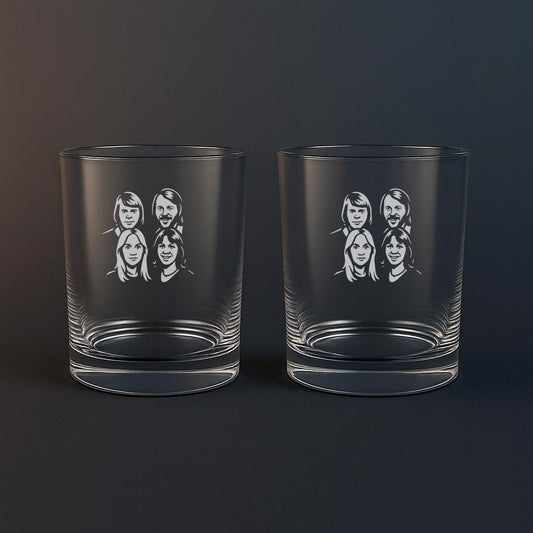Whiskyglas med ABBA motiv