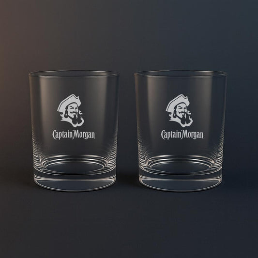 Whiskyglas med Captain Morgan motiv