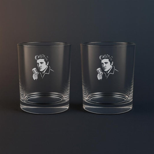 Whiskyglas med Elvis motiv