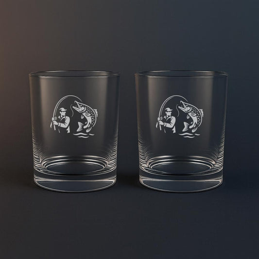 Whiskyglas med Fiske motiv
