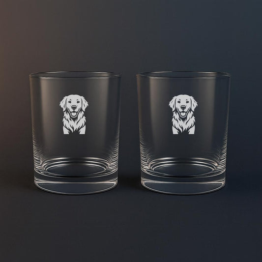 Whiskyglas med Golden Retriever motiv