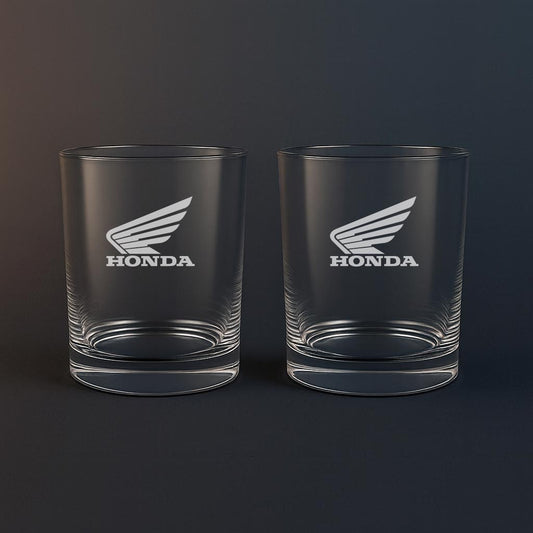 Whiskyglas med Honda motiv