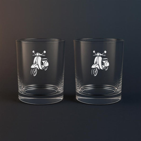 Whiskyglas med Vespa motiv