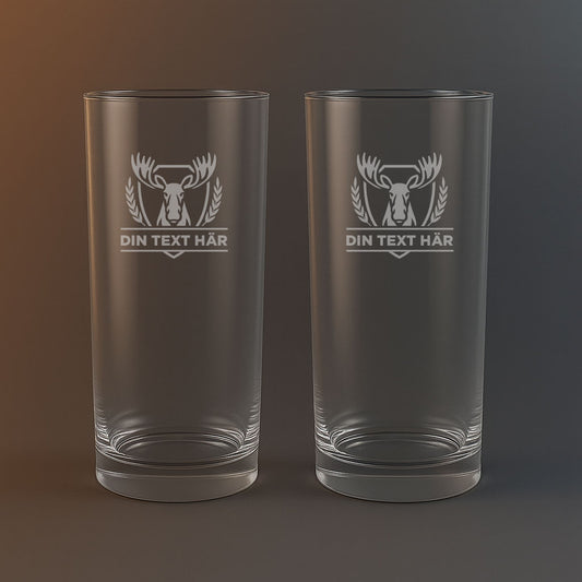 drinkglas med Älg motiv och din egen text